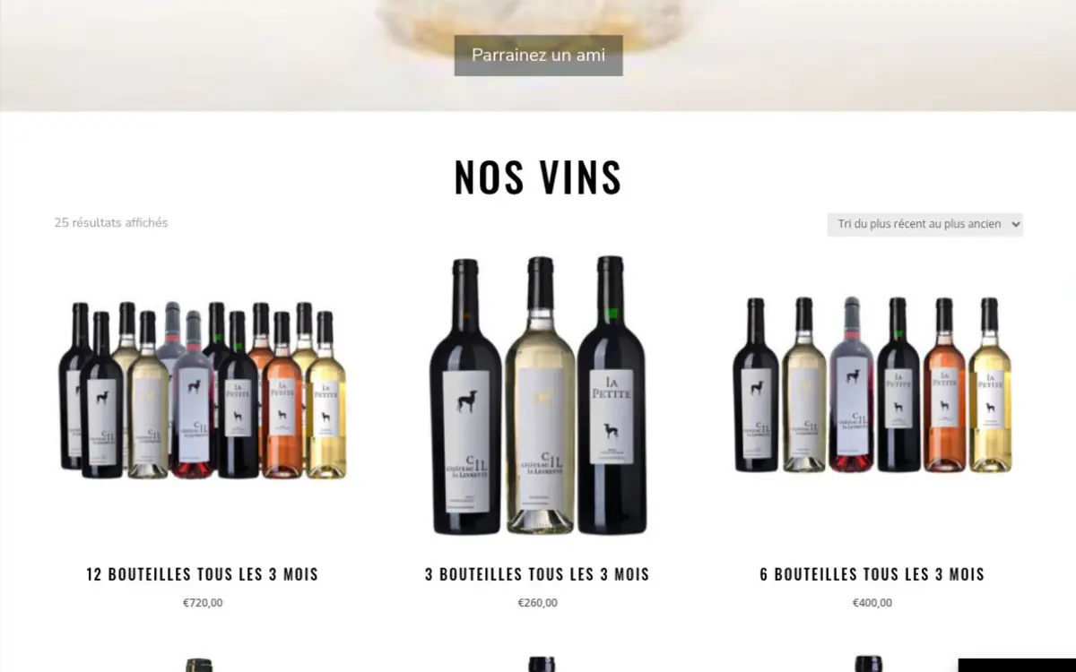 Catalogue de la boutique en ligne du Château La Levrette